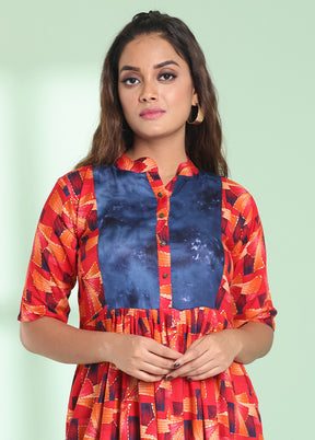 Red Readymade Rayon Kurti - Indian Silk House Agencies