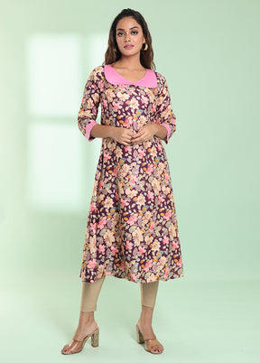 Purple Readymade Rayon Kurti - Indian Silk House Agencies