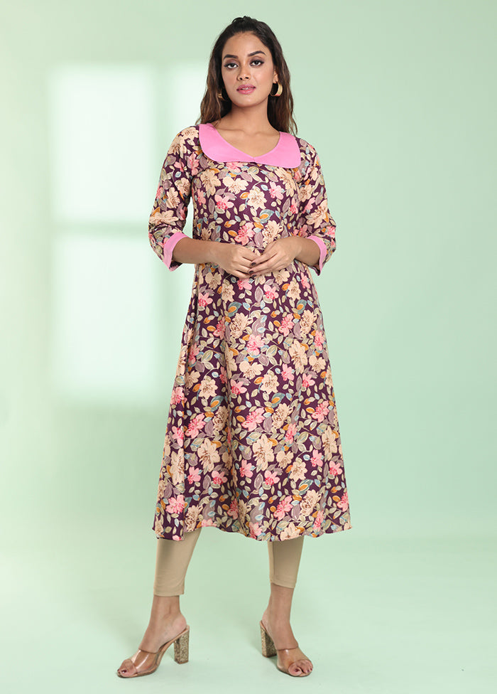 Purple Readymade Rayon Kurti - Indian Silk House Agencies