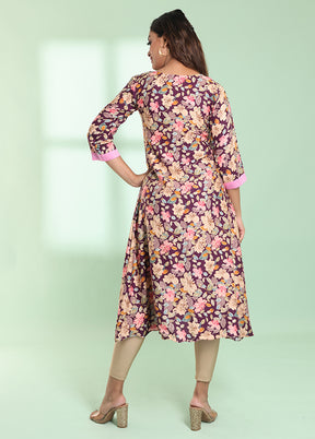 Purple Readymade Rayon Kurti - Indian Silk House Agencies