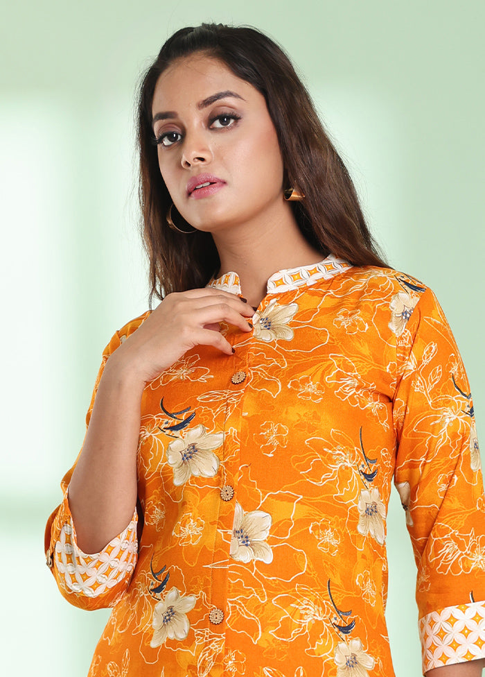 2 Pc Yellow Readymade Rayon Kurti Set - Indian Silk House Agencies