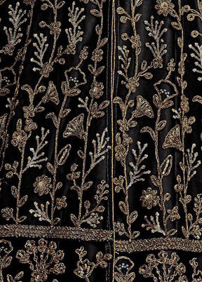 3 Pc Semi Stitched Black Net Suit Set VDKSH110325 - Indian Silk House Agencies