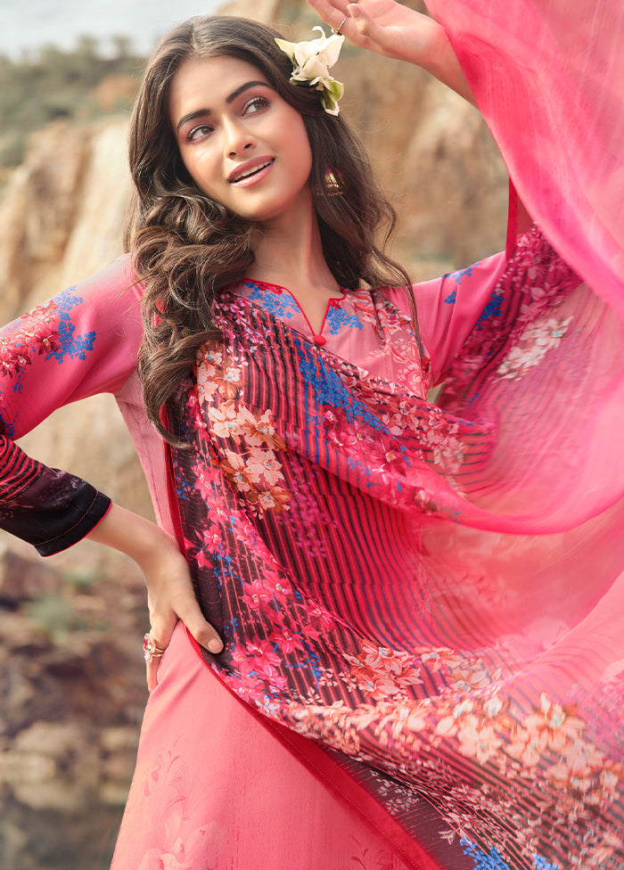 3 Pc Pink Digital Unstitched Suit Set With Dupatta VDKSH169222 - Indian Silk House Agencies