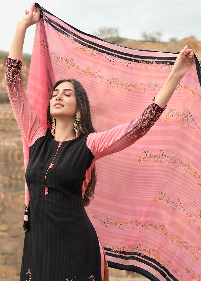 3 Pc Black Digital Unstitched Suit Set With Dupatta VDKSH169224 - Indian Silk House Agencies