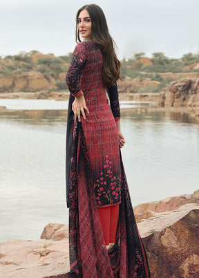 3 Pc Black Digital Unstitched Suit Set With Dupatta VDKSH169226 - Indian Silk House Agencies