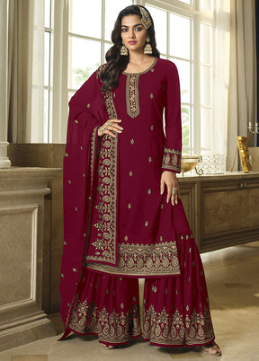 3 Pc Maroon Georgette Suit Set With Dupatta VDKSH2103265 - Indian Silk House Agencies