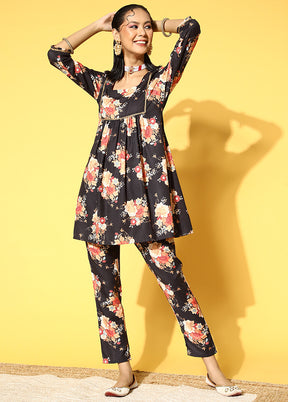 2 Pc Black Rayon Printed Kurti Set VDKSH32803233 - Indian Silk House Agencies