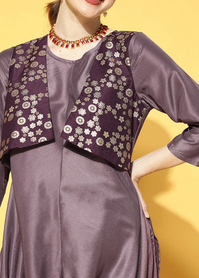 2 Pc Purple Printed Kurti Set With Pant VDKSH0604275 - Indian Silk House Agencies