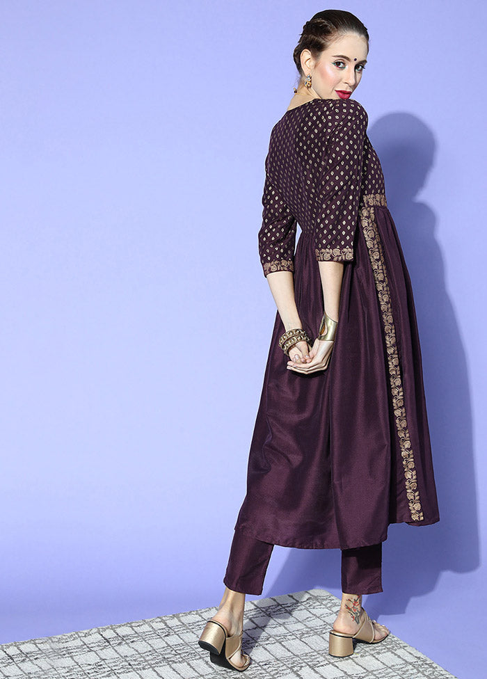 2 Pc Purple Printed Kurti Set With Pant VDKSH0604276 - Indian Silk House Agencies