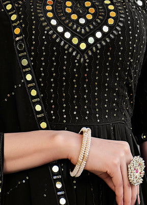 3 Pc Black Georgette Semi Stitched Suit Set VDKSH02052073 - Indian Silk House Agencies