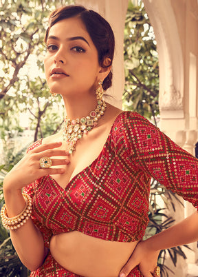 3 Pc Pink Semi Stitched Silk Lehenga Set - Indian Silk House Agencies