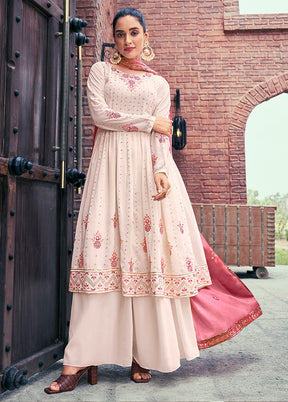 3 Pc Light Pink Readymade Georgette Suit Set VDKSH31052076 - Indian Silk House Agencies