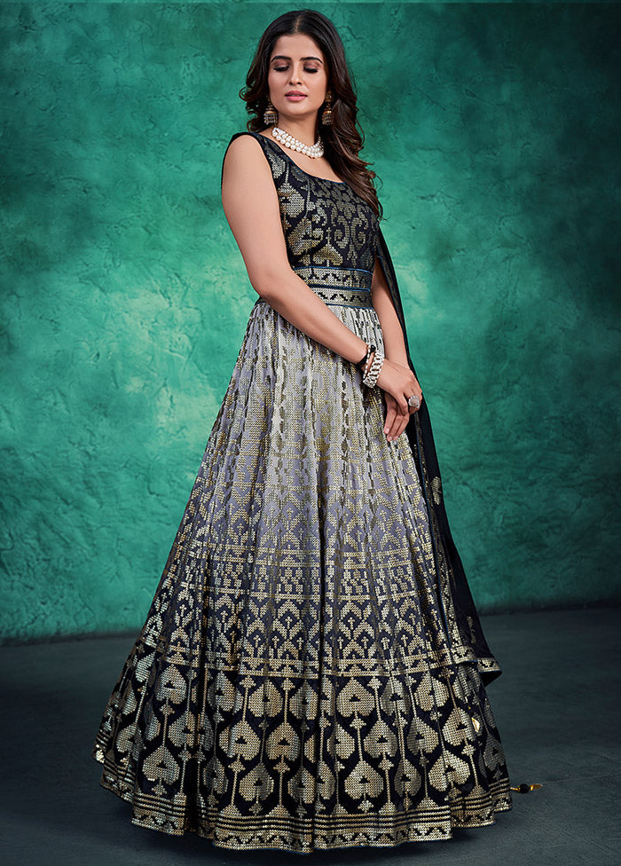 2 Pc Black Readymade Georgette Gown Set VDKSH31052067 - Indian Silk House Agencies