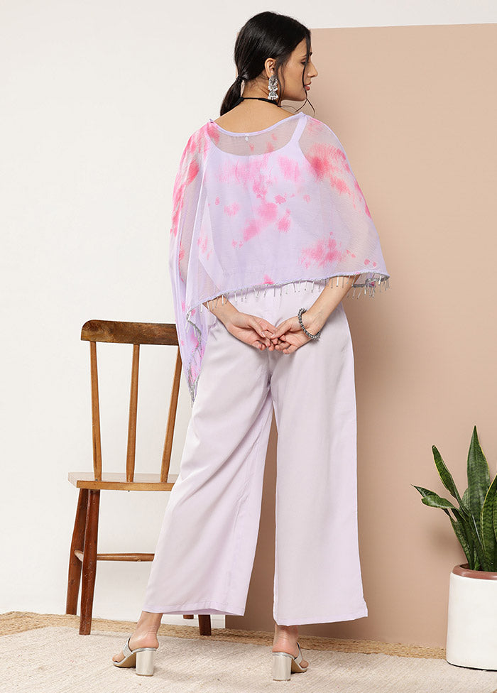 Blue Silk Printed Jumpsuit Set VDKSH02062083 - Indian Silk House Agencies