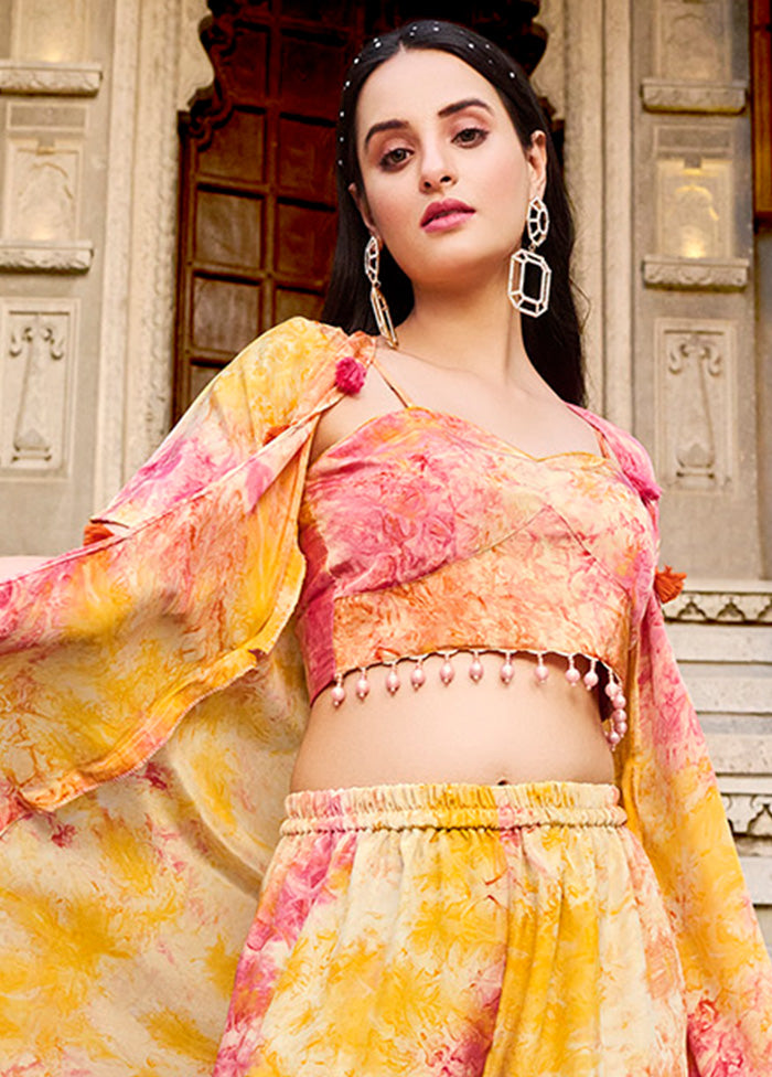 3 Pc Yellow Readymade Pure Silk Suit Set VDKSH02062120 - Indian Silk House Agencies