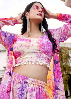 3 Pc Purple Readymade Pure Silk Suit Set VDKSH02062121 - Indian Silk House Agencies