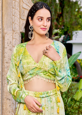 3 Pc Green Readymade Pure Silk Suit Set VDKSH02062122 - Indian Silk House Agencies