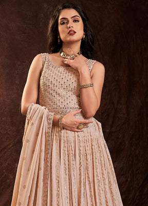 2 Pc Peach Readymade Pure Georgette Gown VDKSH16062082 - Indian Silk House Agencies