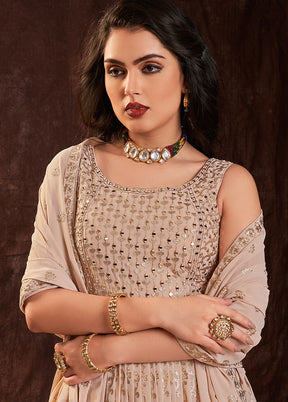 2 Pc Peach Readymade Pure Georgette Gown VDKSH16062082 - Indian Silk House Agencies