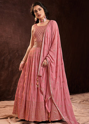 2 Pc Pink Readymade Pure Georgette Gown VDKSH16062086 - Indian Silk House Agencies