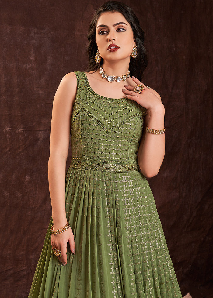 2 Pc Green Readymade Pure Georgette Gown VDKSH16062090 - Indian Silk House Agencies