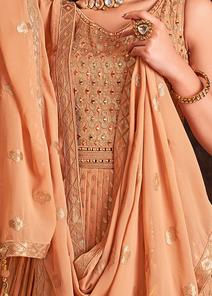 2 Pc Cream Readymade Pure Georgette Gown VDKSH16062094 - Indian Silk House Agencies