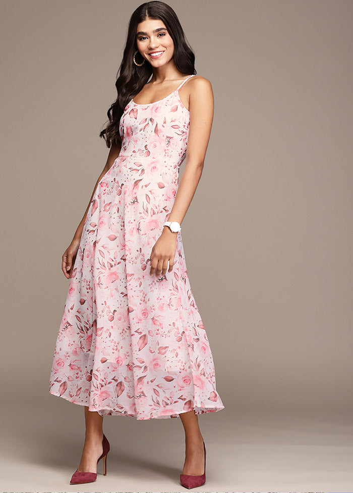 Light Pink Readymade Georgette Indian Dress