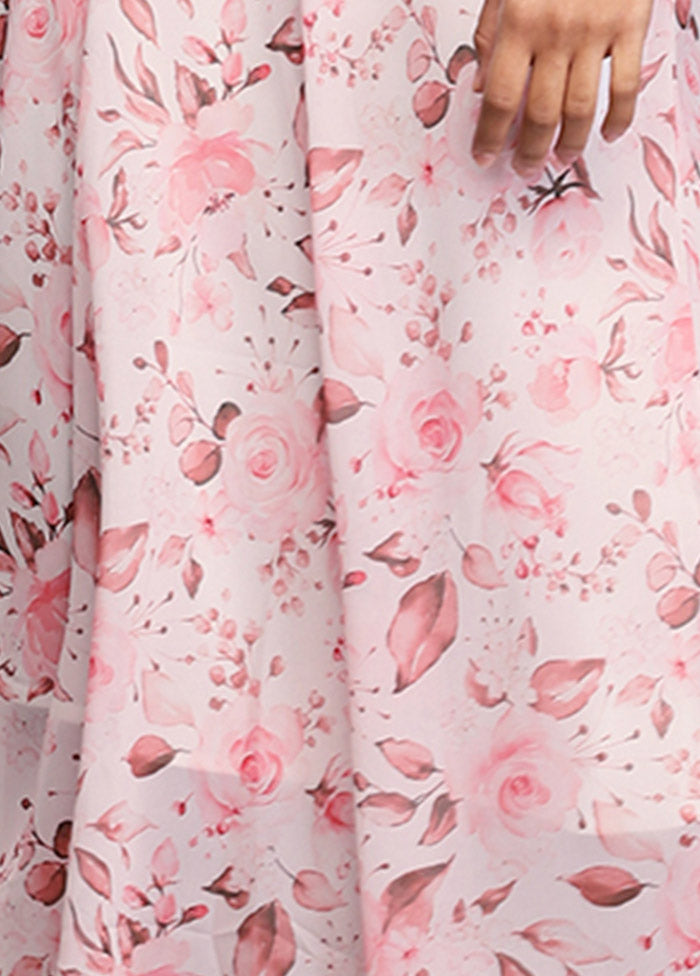 Light Pink Readymade Georgette Indian Dress