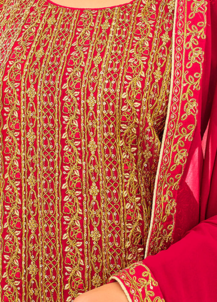 3 Pc Pink Semi Stitched Georgette Suit Set VDKSH16062105 - Indian Silk House Agencies