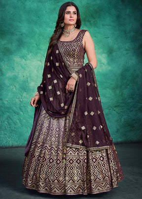 2 Pc Wine Readymade Pure Georgette Gown VDKSH16062079 - Indian Silk House Agencies