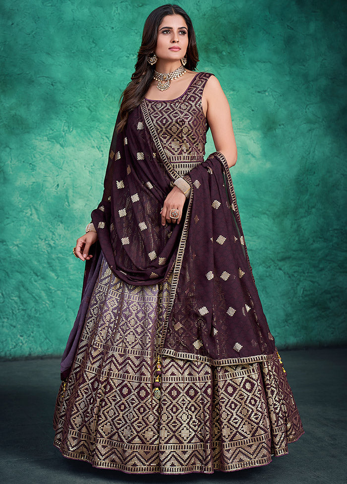 2 Pc Wine Readymade Pure Georgette Gown VDKSH16062079 - Indian Silk House Agencies