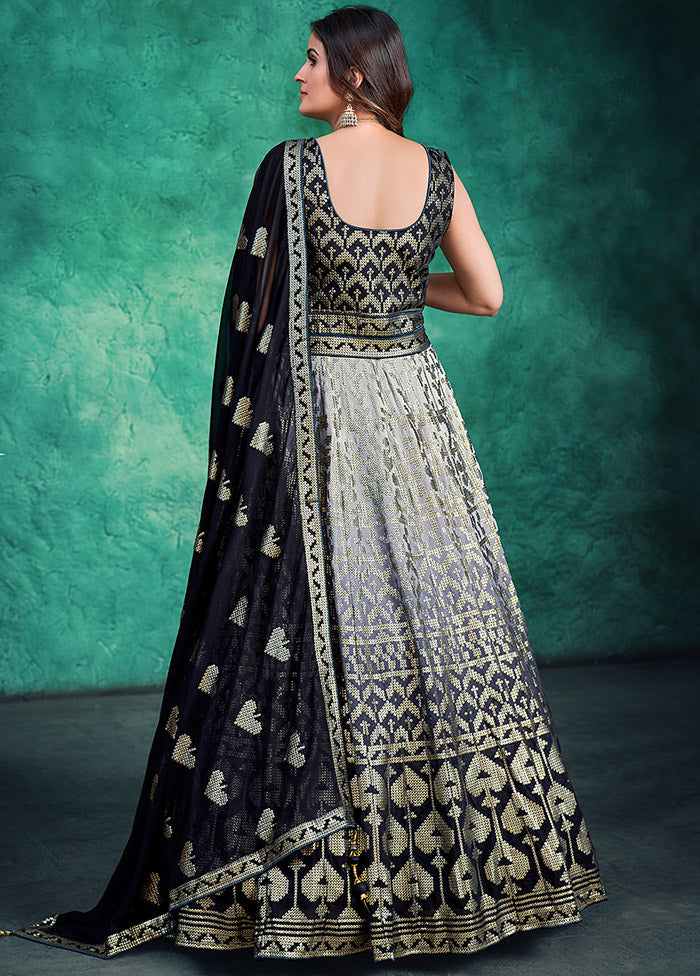 2 Pc Black Readymade Pure Georgette Gown VDKSH16062081 - Indian Silk House Agencies