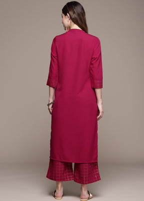 2 Pc Maroon Readymade Crepe Straight Kurti Set VDKSH29062087 - Indian Silk House Agencies