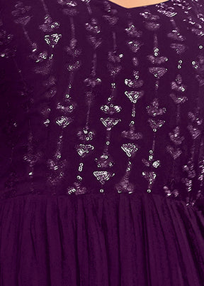 2 Pc Purple Readymade Georgette Gown With Dupatta VDKSH29062065 - Indian Silk House Agencies