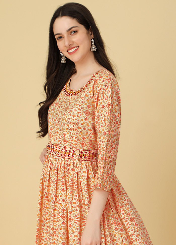 Peach Readymade Rayon Kurti VDKSH11072045 - Indian Silk House Agencies