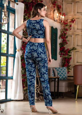 3 Pc Blue Readymade Silk Coord Set VDKSH31072169 - Indian Silk House Agencies