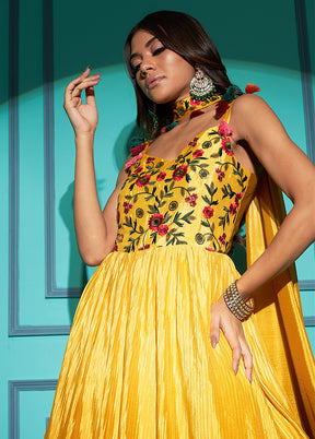 2 Pc Yellow Chiffon Gown With Dupatta VDKSH31072074 - Indian Silk House Agencies