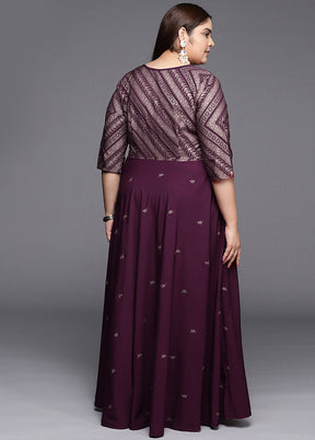 Burgandy Polyester Indian Dress VDKSH01082062 - Indian Silk House Agencies