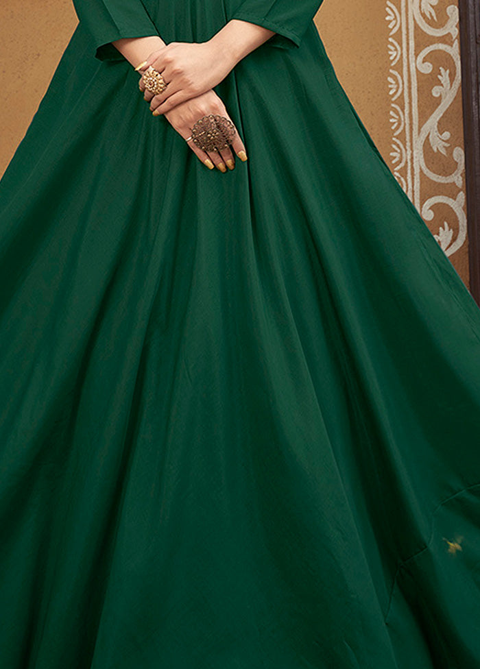 Green Readymade Silk Gown Green Readymade Silk Gown