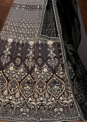 3 Pc Grey Silk Semi Stitched Lehenga Set - Indian Silk House Agencies