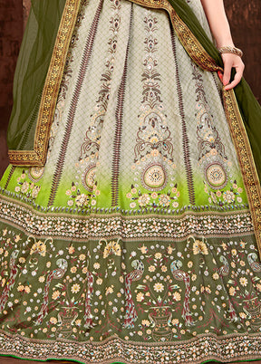 3 Pc Grey Silk Semi Stitched Lehenga Set - Indian Silk House Agencies