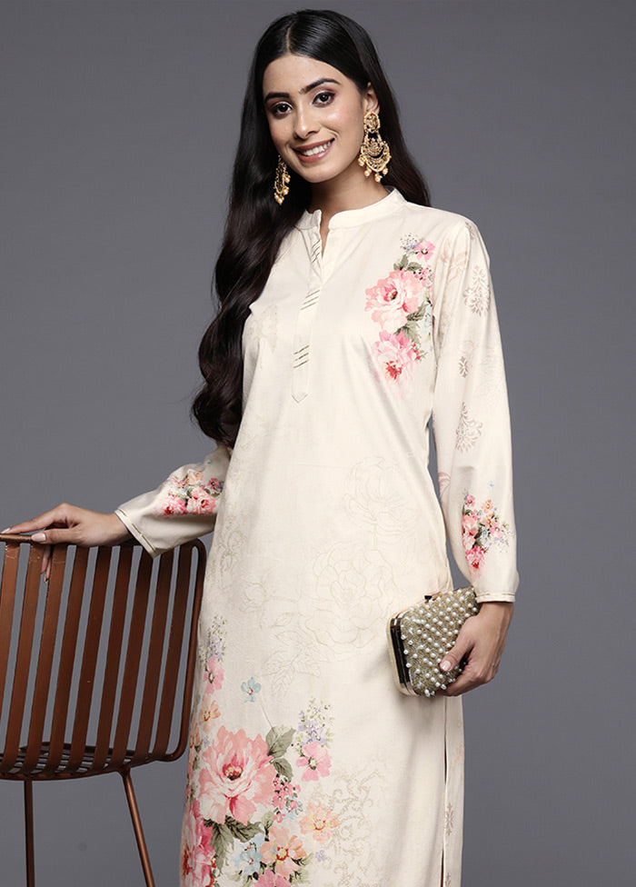 Off White Readymade Velvet Kurti - Indian Silk House Agencies