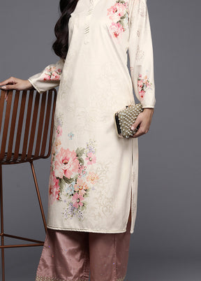 Off White Readymade Velvet Kurti - Indian Silk House Agencies