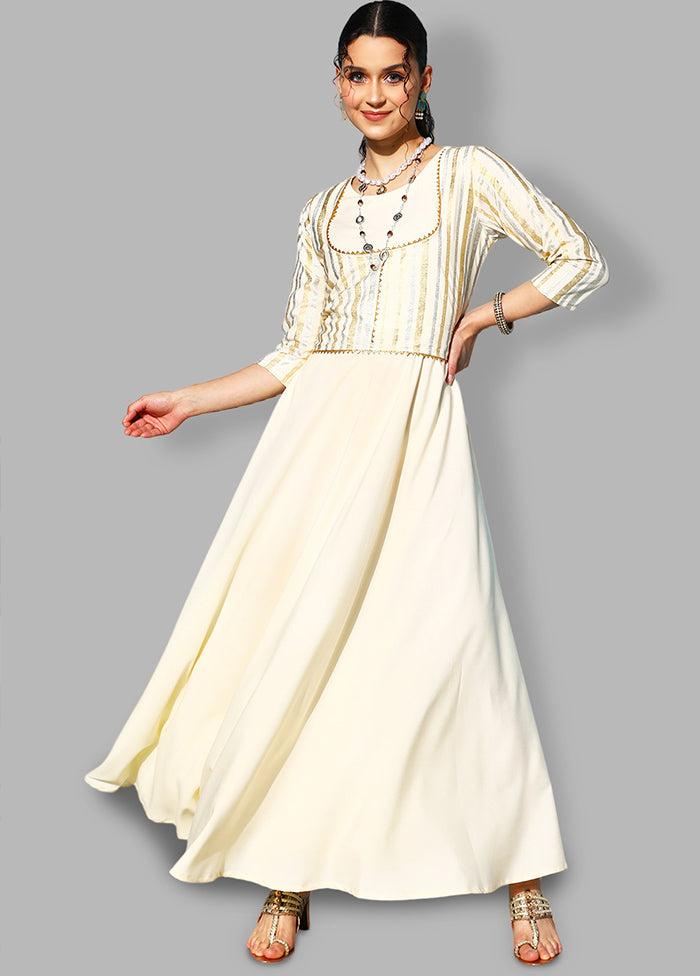 Off White Readymade Silk Kurti - Indian Silk House Agencies