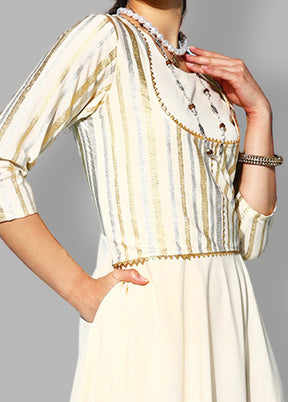 Off White Readymade Silk Kurti - Indian Silk House Agencies