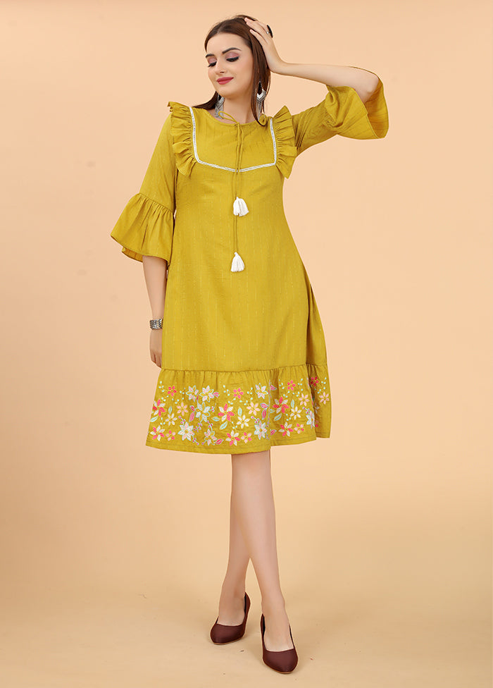 Mustard Readymade Viscose Dress - Indian Silk House Agencies