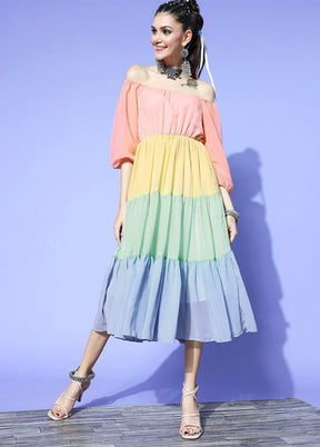 Multicolor Readymade Georgette Indian Dress - Indian Silk House Agencies