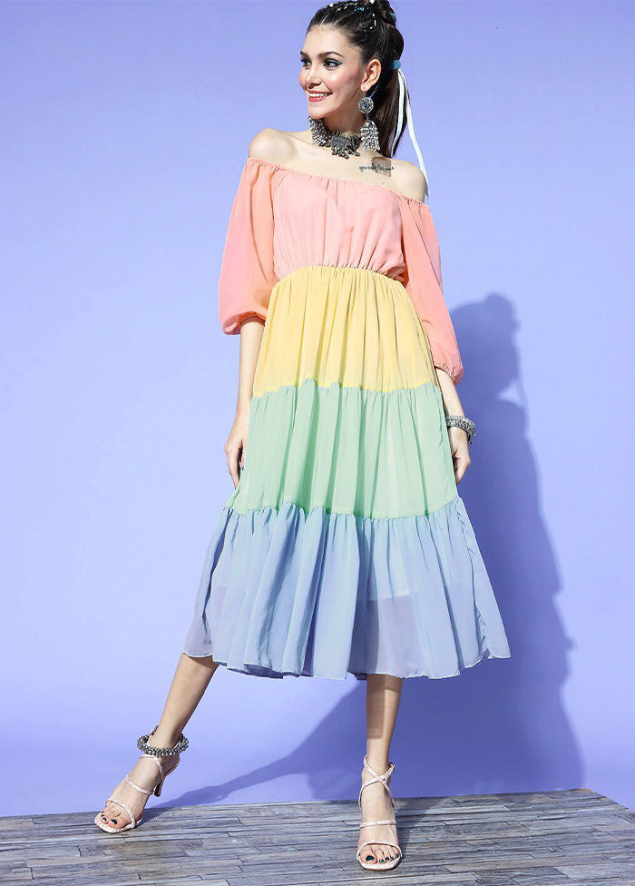 Multicolor Readymade Georgette Indian Dress - Indian Silk House Agencies