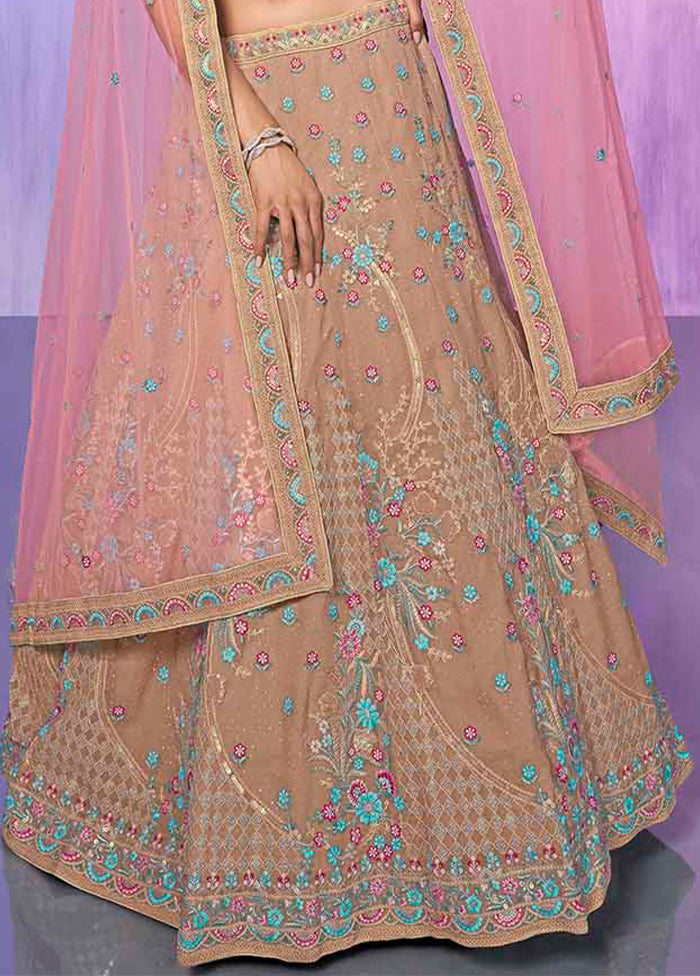 3 Pc Mauve Georgette Semi Stitched Lehenga Set - Indian Silk House Agencies