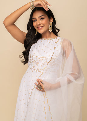 White Readymade Georgette Indian Dress - Indian Silk House Agencies
